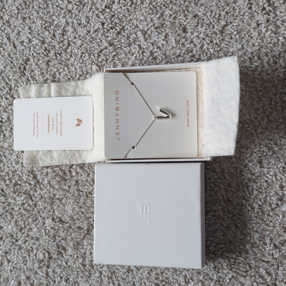 Jenny Bird “V” Monogram Necklace, Silver NWT